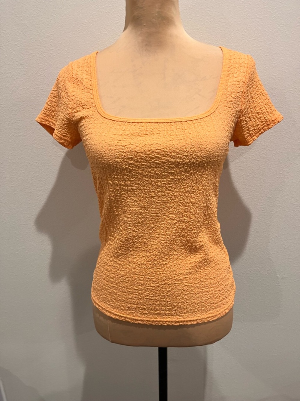 3/$11 Old Navy Square Neck Textured Short Sleeve Top, Tangerine Color.